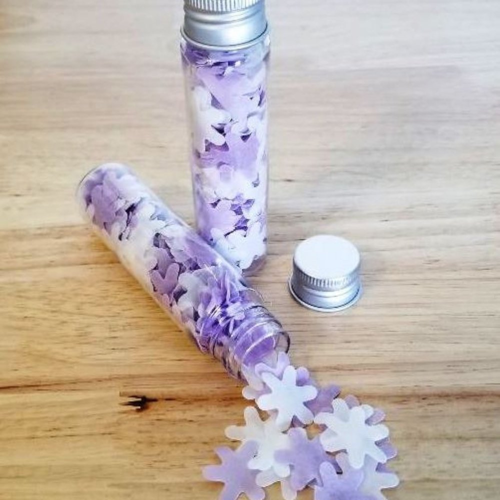 Bath Confetti-Flowers Lavender Scent in Resealable Tube-About 2 OZ